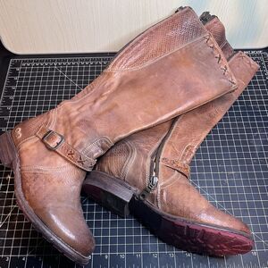 Bed Stu Women's Size 7.5 Tan Rustic Leather Tall Knee High Boots Western Ranch
